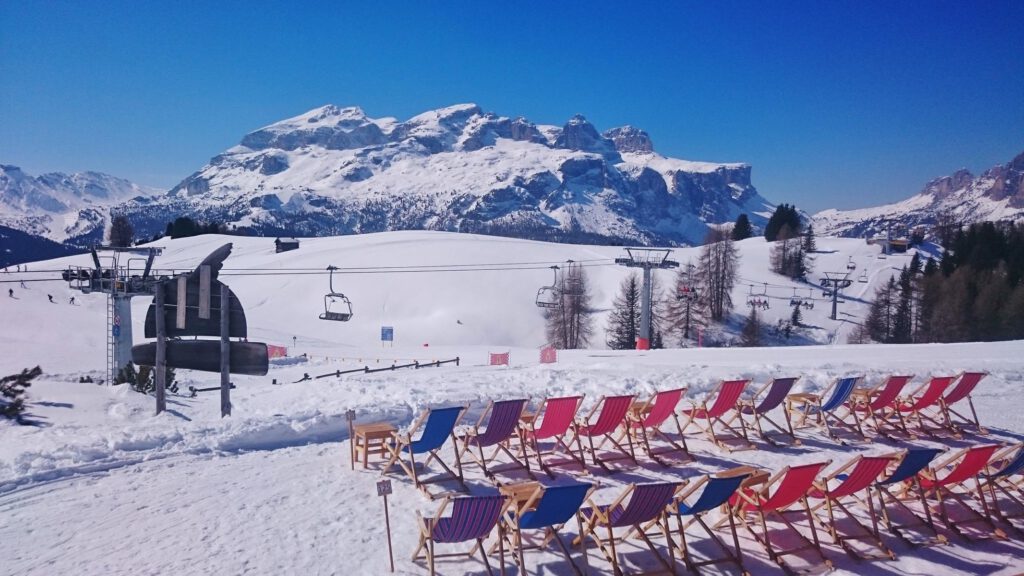 Blick von der Hütte La Brancia Richtung Sella Massiv