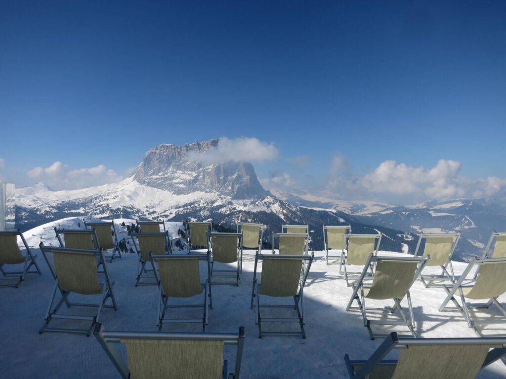 Blick vom Gasthaus Dantercepies Richtung Schlern