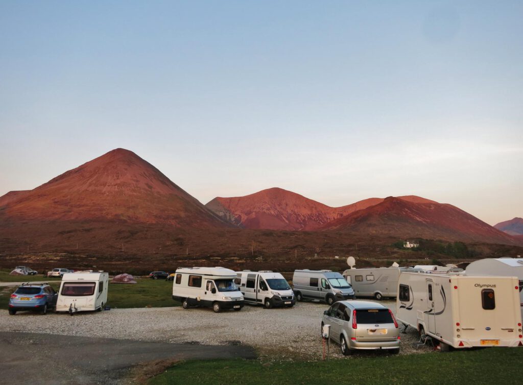 Abendaglühen der Cullins / Campingplatz Sligachan